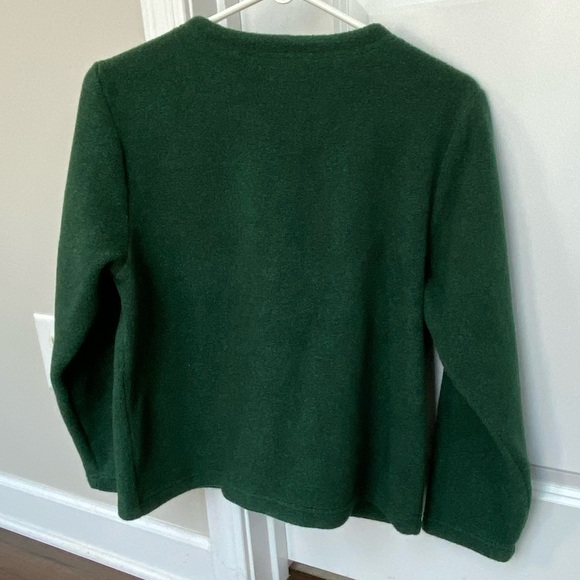 LL Bean Kids Vintage Gingerbread Appliqué Green Skirt Fleece Cardigan Tneck 14 - Picture 11 of 16